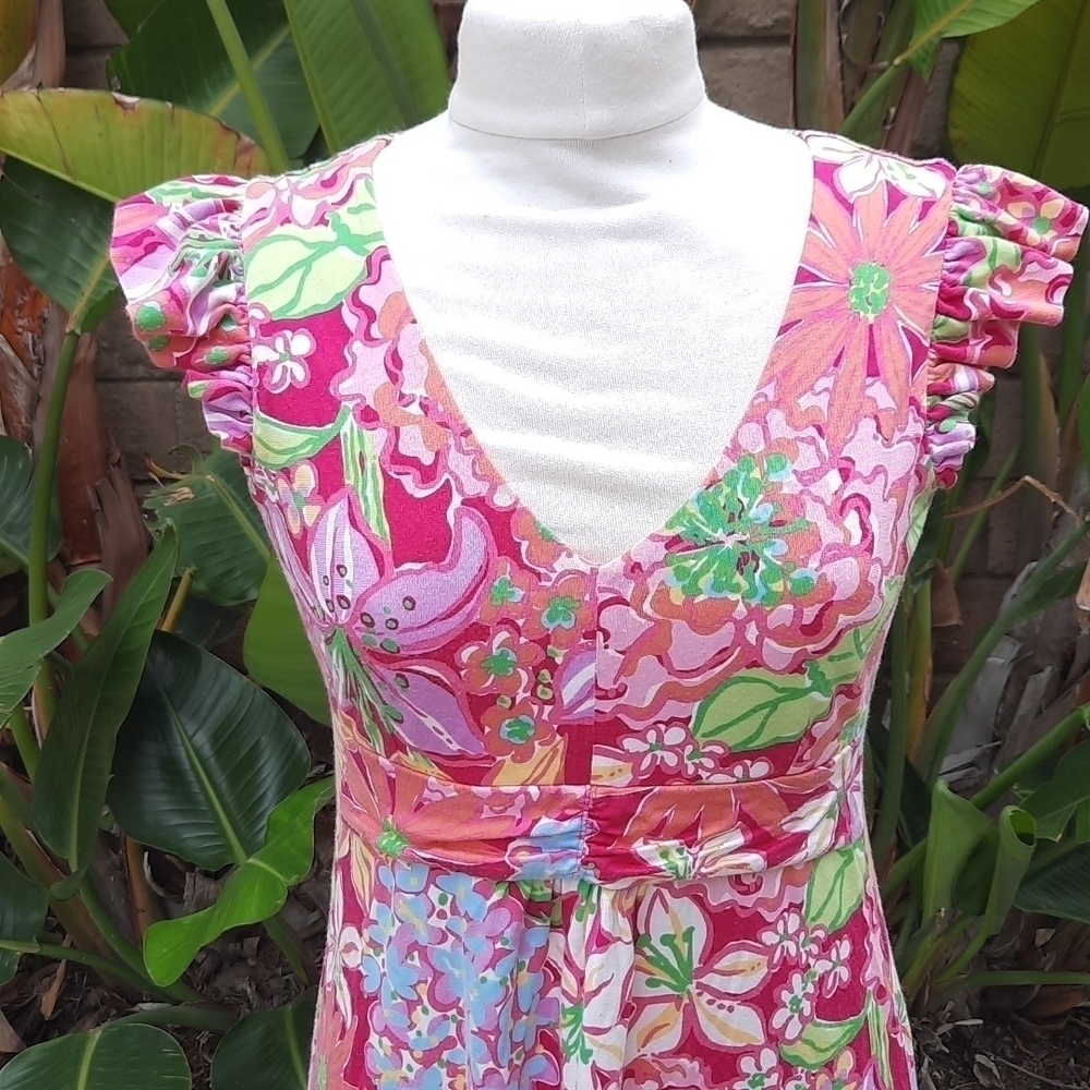Lilly Pulitzer Shianne Azaela sleeveless vneck silk blend dress small - Picture 2 of 10
